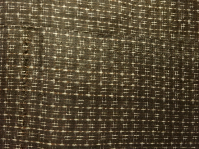 JAPANESE KIMONO / ANTIQUE HAORI / SILK / DORO OSHIMA TSUMUGI / WEAVE PATTERN